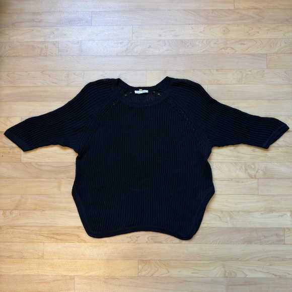 100% Linen Eileen Fisher Black Loose-Knit Sweater - Picture 1 of 5